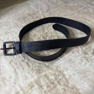 True Religion Black PU "Leather" Belt w/ TR Branding All Over, Size 42